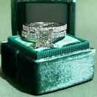 3Ct Princess lab created Diamond Women Wedding Bridal Ring Set 14K White Over