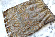 LRG Antique French Micro Beaded Gold  Silver Made In France Flapper Purse Bag