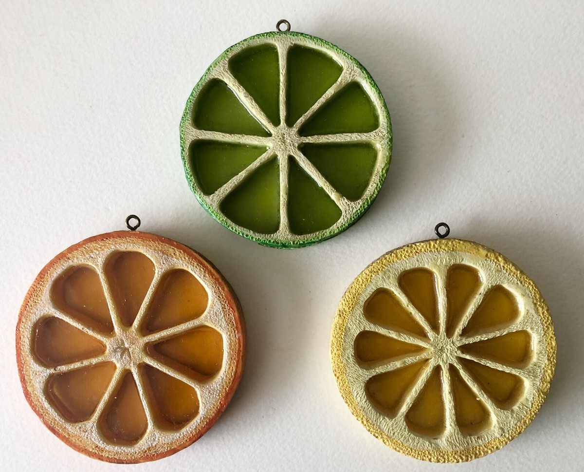 Vintage 1950s Retro Orange Lime Lemon See Thru Lucite Christmas