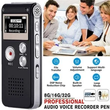 Lecture Digital Voice Recorder Dictaphone Audio MP3 Sound Mini Spy Recorder Mic