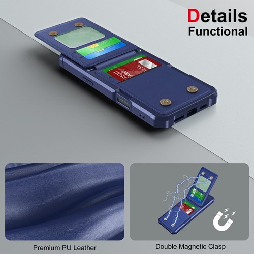 Protective Vertical Cards Solt Wallet Fold Cover for iPhone 16 Pro Max Plus - Picture 10 of 15
