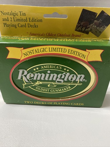 Remington Metal Tin Double Deck Playing Cards Nostalgic Limited Edition - Picture 4 of 13