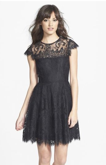 bb dakota black lace dress 'RHIANNA' ILLUSIONS YOKE FIT & FLARE sz 0 Cool Iron If Needed Nursing_Side Tiana Tiered Maxi Dress Color:Pion