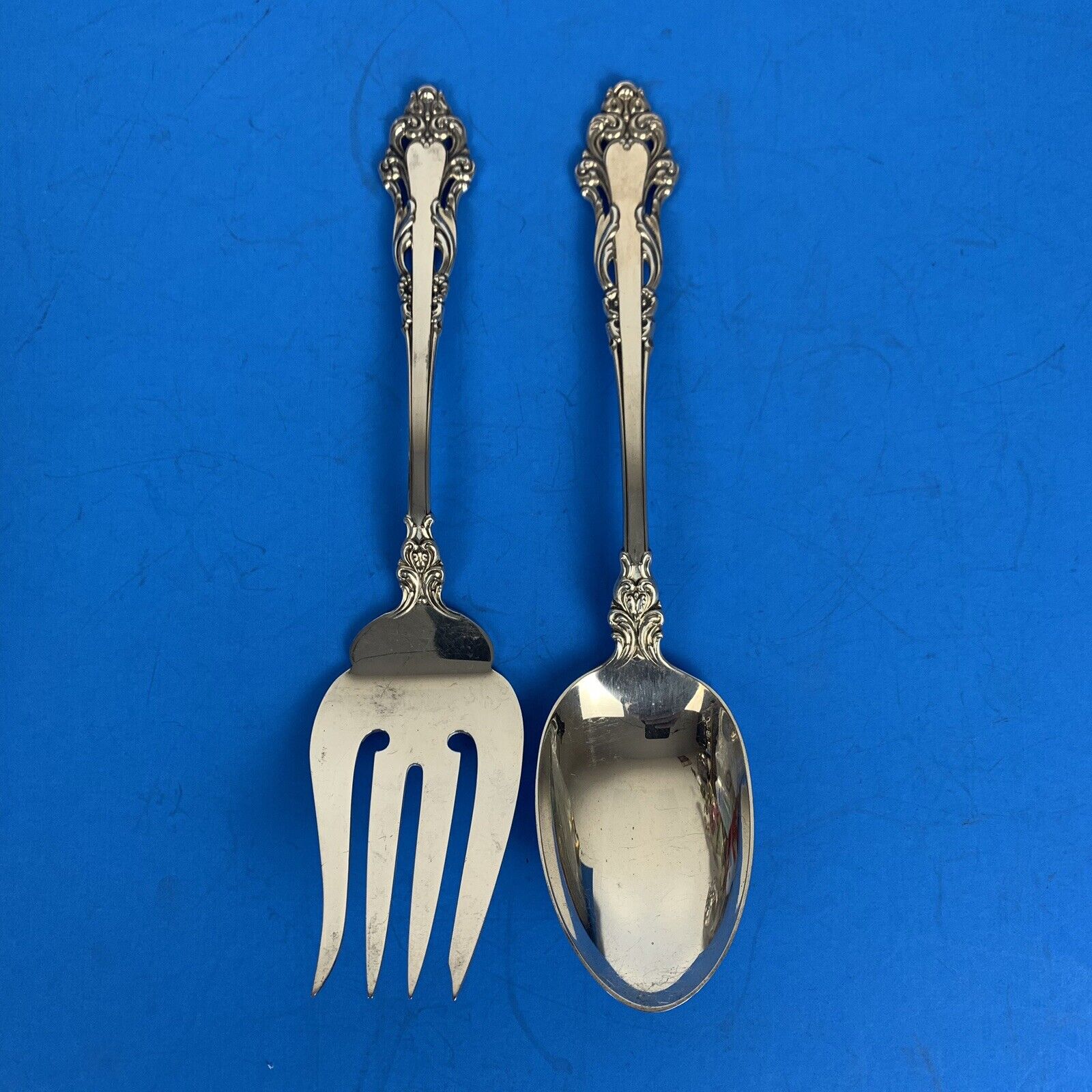 Reed & Barton  Grande Renaissance  8-1/2”  Serving Spoon & Fork  Sterling Silver