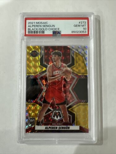 2021-22 Panini Mosaic Alperen Sengun BLACK Gold Rookie #D /8 PSA 10 Gem Mint