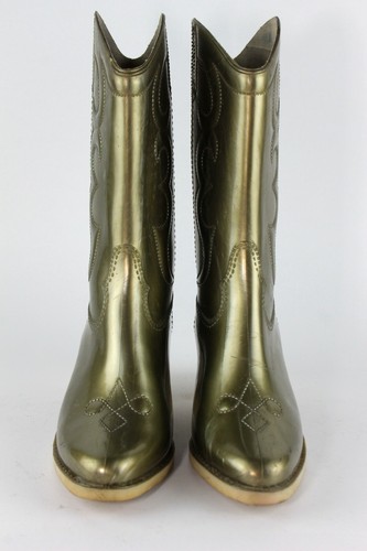 Ladies Boots 70s Cowboy Boots Wellies Western Boots Gold TRUE VINTAGE - Picture 4 of 10