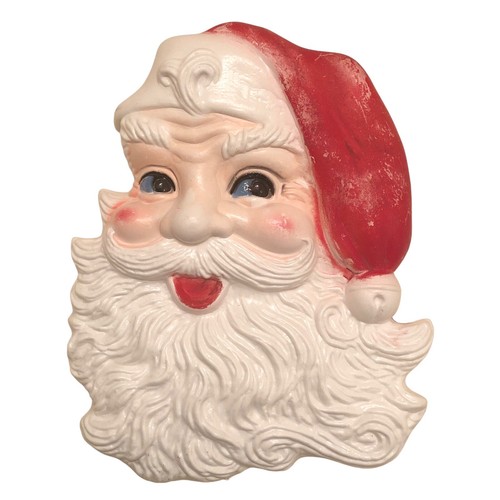 6.5” VINTAGE SANTA FACE - 1950’s Wall Ornament Hanging Christmas Décor Blow Mold - Picture 5 of 5
