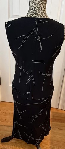 Jones New York Dress 1990’s Vtg Black Abstract Women Skirt Set, 100% Rayon Sz-8 - Picture 2 of 5