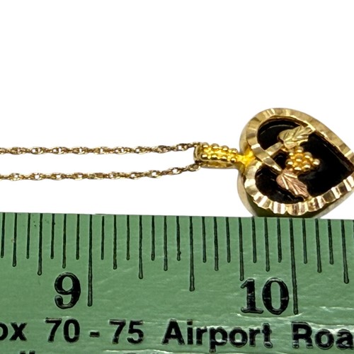 Vintage 10K Black Hills Gold Onyx Gemstone Heart Pendant 20 in Rope Chain Estate - Picture 18 of 19