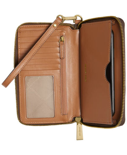 NWT Michael Michael Kors Brown Logo Jet Set Flat Multifunction Phone Case Wallet - Picture 3 of 4