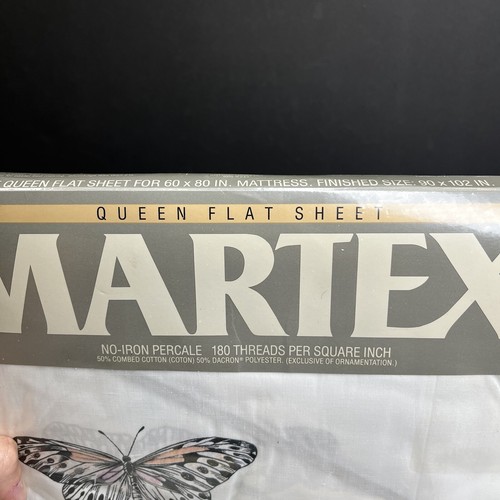 VTG Martex Queen Flat Sheet Manette Percale Butterflies 180 Threads Cotton NEW - Picture 5 of 8