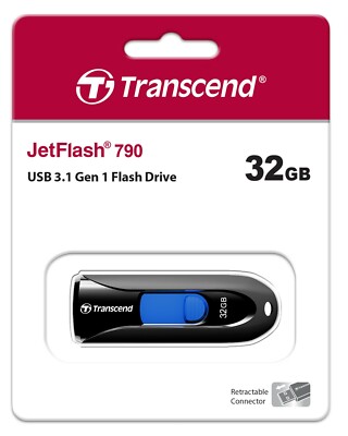 Transcend JetFlash 790 32 GB USB 3.1 Stick 790K TS32GJF790K 32GB schwarz OVP