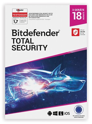 Bitdefender Total Security 2026 inkl. 200MB VPN / 3 PC / 18 Monate / KEY (ESD)