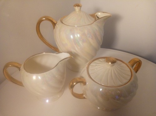 Vintage Sadler Teapot set- Cream Lustre Art Deco- 4 Items- Beautiful Rare GC - Picture 14 of 16