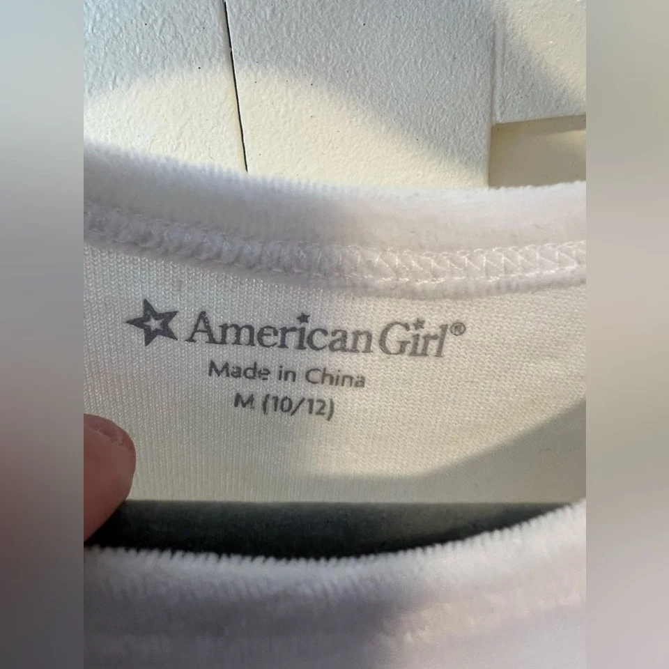 American Girl Snowflake Faux Fur Cuffs Long Sleeve Shirt Size M 10/12 - Image 2 of 4
