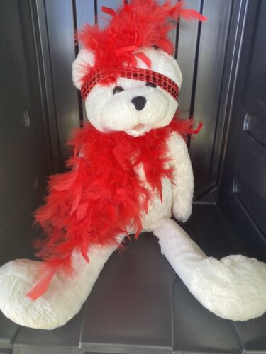 PBC Chantilly Lane Musical Bear "Roxie Bear" with Red Boa 18" - Picture 1 of 2