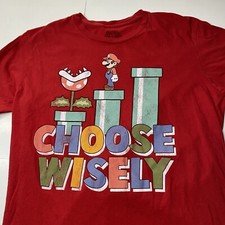 VTG Mario Brothers T Shirt Choose Wisely Funny Adult T Shirt Large L