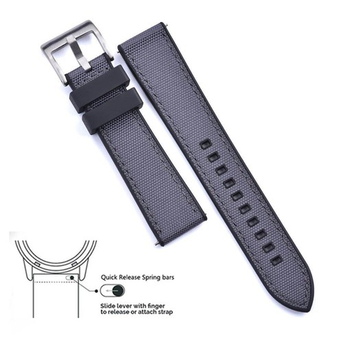 Hybrid Fkm Watch Strap Fluoro Rubber Canvas Nylon Watchbands Quick Release - Picture 19 of 76