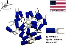 20x 10 Blue Spade Terminal 16-14 AWG Wire Electrical Connector Fork End Crimp