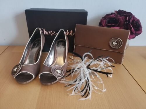 PHASE EIGHT Occasions Includ Bag, Hat,Taupe Cream Open Toe heels Shoes 8 Wedding - Picture 22 of 22