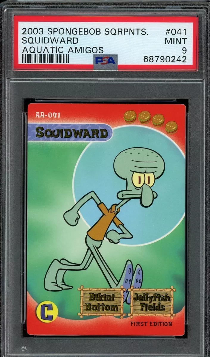 2003 UD Spongebob Squarepants Aquatic Amigos Squidward Gold Rare PSA 9  AA-041