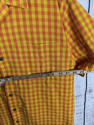 VINTAGE First Down Shirt Men's Medium Check Yellow Button Up Short