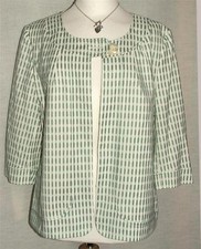 Special Offer New Ex Elvi Cream & Green 3/4 Sleeve Lined Jacket Uk 16 & 20