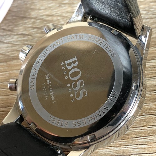 Hugo Boss Men's Watch Quartz Chronograph Gray Dial Brown Leather 44mm - Picture 10 of 14