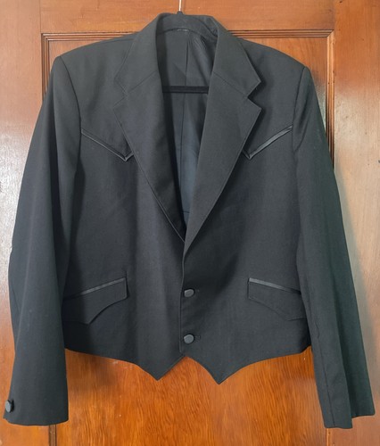 Neuwertig 🌟 Circle S Shenandoah Short Crop Blazer Herren 42R Schwarz Rockabilly Western