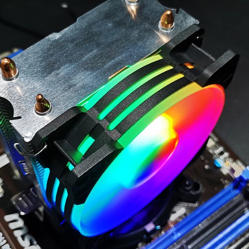 CPU Air Cooler 90mm 48cfm 1800PRM 2 Copper Heat Pipes RGB Lighting Computer C FY - Afbeelding 7 van 23