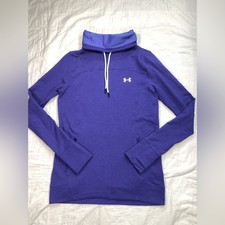 Under Armour Sweatshirt Small Womens Funnel Neck Lightweight Pullover Blue