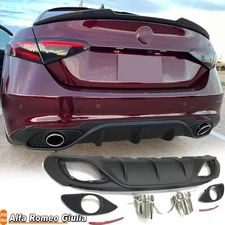 Rear Bumper Diffuser Lip With Exhaust Tips for Alfa Romeo Giulia Sedan 2017-2022