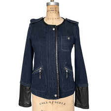 Marc Jacobs Vintage Denim Jacket with Leather Trimmed Kristine Size 4