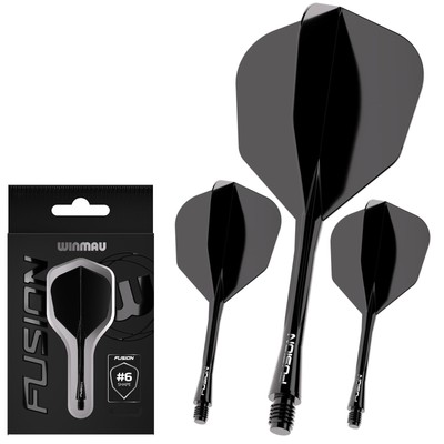 Darts Fusion Integrated Flight & Shaft System - No.6 Shape & Design - Black C...