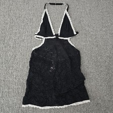 VTG Victoria  s Secret Babydoll Slip Nightdress Black Floral Lace Y2K Small
