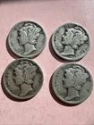 (4) 1936 Mercury Dime Silver Lot Of 4 Lots Of Pictures 90% Silver