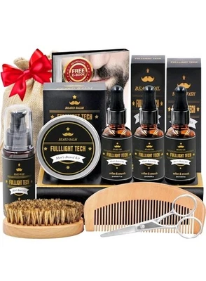 FULLLIGHT TECH Beard Kit for Men & Care Beard Wash Gifts for Him. New Sealed.