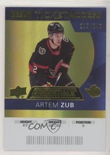 2021-22 Credentials 2020-21 Debut Ticket Access Yellow 215/249 Artem Zub #67 p2h