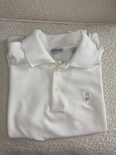 Burberry White Polo Shirt Men's Size M Short Sleeve Embroidered Logo