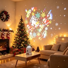 Rotating LED Christmas Projector Light USB Dimmable Snowflake Projection Lamp