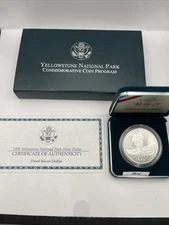 1999 Yellowstone National Park Commemorative Coin Proof Silver Dollar OGP