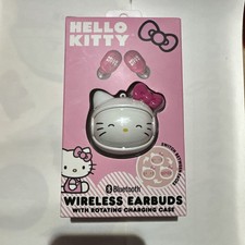 Sanrio Hello Kitty Wireless Earbuds Bluetooth Rotating Face Charging Case HTF