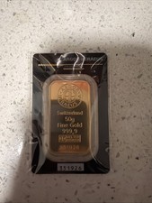 50g Argor Heraeus .9999 Fine Gold Bar – Sealed Assay Card – Excellent Condition 2518.87 per troy oz