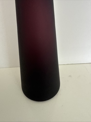 Amethyst satin glass perfume bottle/ Art Glass with glass beaded stopper 8” Tall - Picture 4 of 6