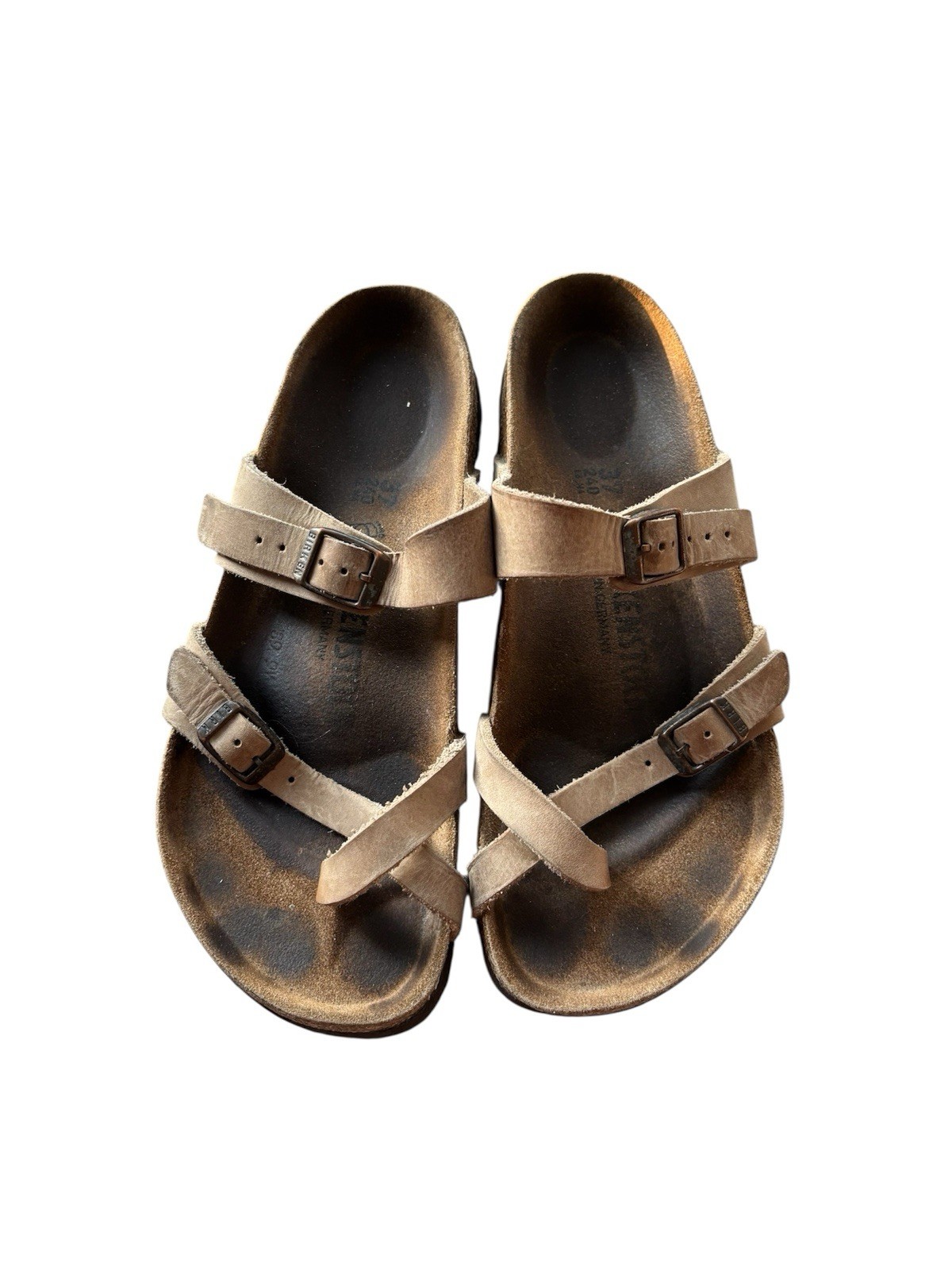 Birkenstock Women’s Size 37 Mayari Sandals Taupe Leather – Excellent Condition