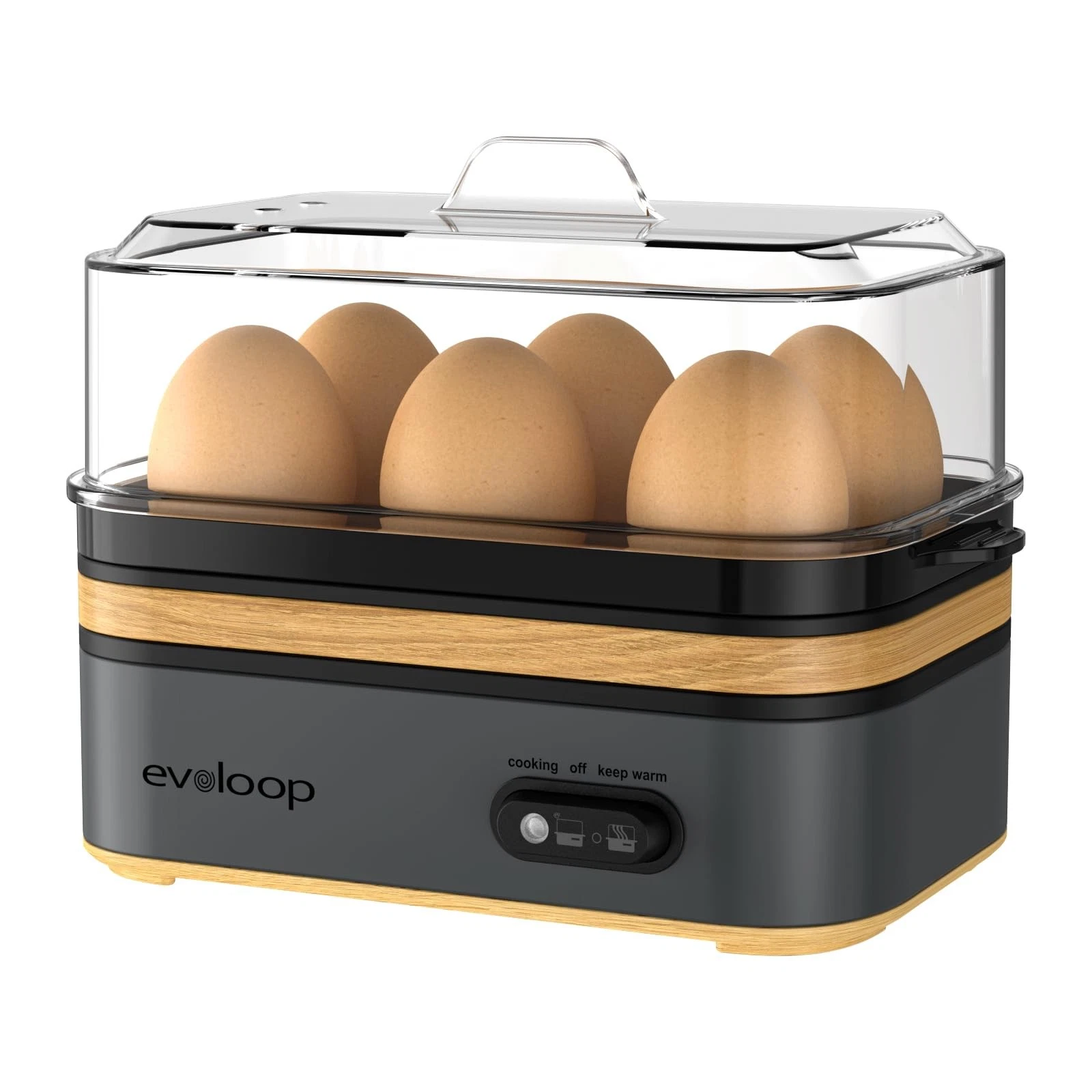 Electric Egg Cooker 6 Capacity Soft Medium Hard Boiled Omelet Maker Evoloop Eggs