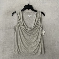 Charter Club Womans Blouse Top Multicolor Large Geometric Sleeveless Scoop Neck