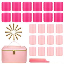 38Pcs Jumbo Size Hair Rollers with Free Large Cosmetic Bag,12 Clips, 2 Size 1...