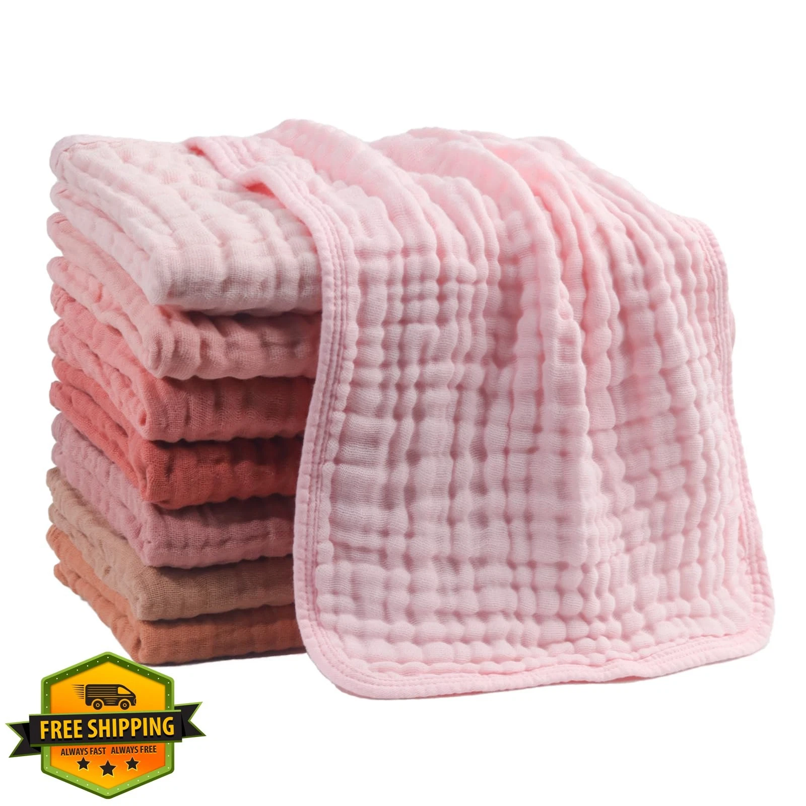 Wenobby 8pk Muslin Burp Cloths 20x10 Multired