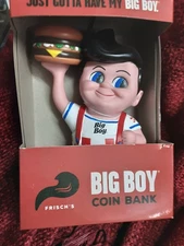 Frisch’s Big Boy Restaurant Coin Bank In Box Mascot Figure-no cellophane